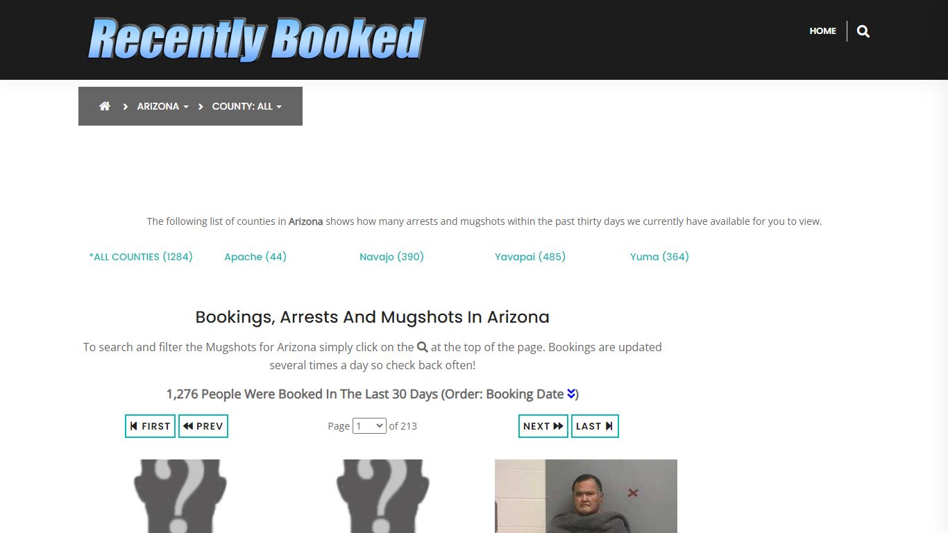 Bookings, Arrests and Mugshots in Arizona - Recently Booked