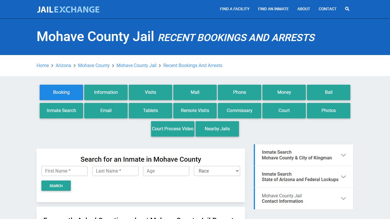 Mohave County Jail Recent Bookings And Arrests - Jail Exchange