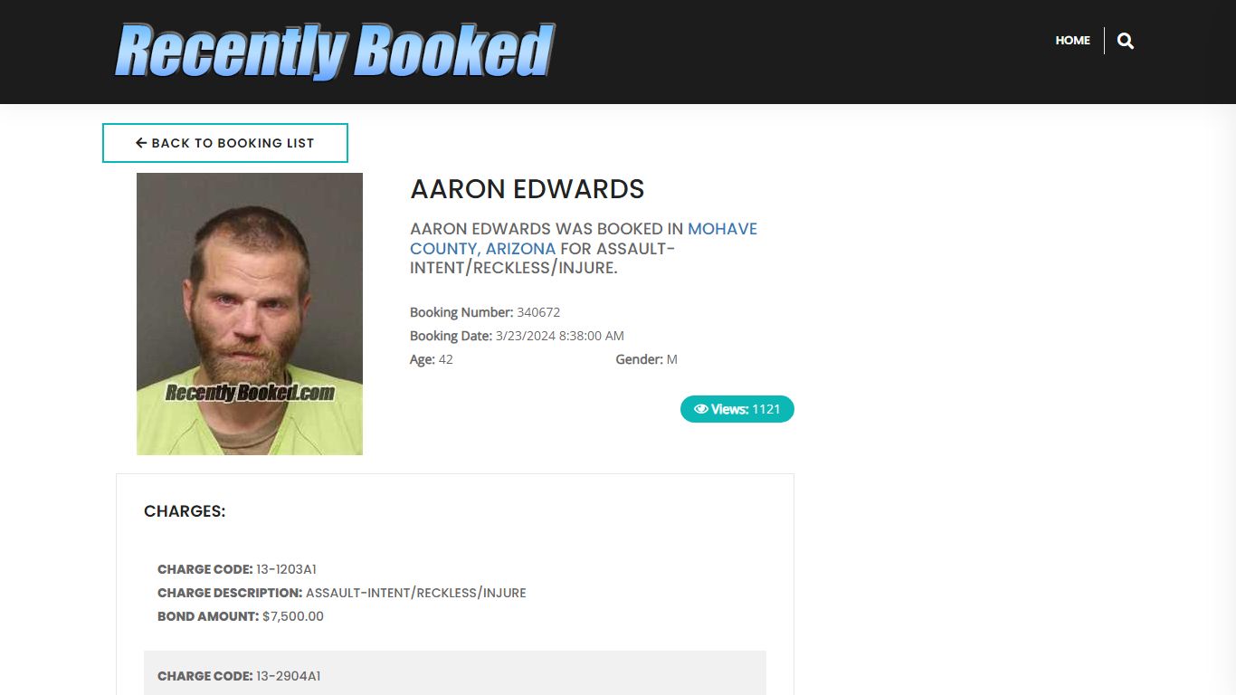 Recent Booking / Mugshot for AARON EDWARDS in Mohave County, Arizona